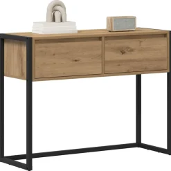vidaXL Mesas-Mesa Auxiliar con cajón Roble Artesanal 100 x 36 x 75 cm