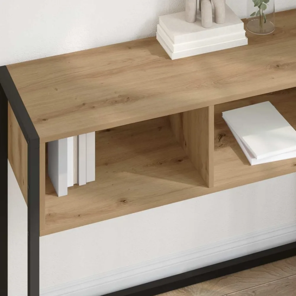 vidaXL Mesas-Mesa Auxiliar con cajón Roble Artesanal 100 x 36 x 75 cm