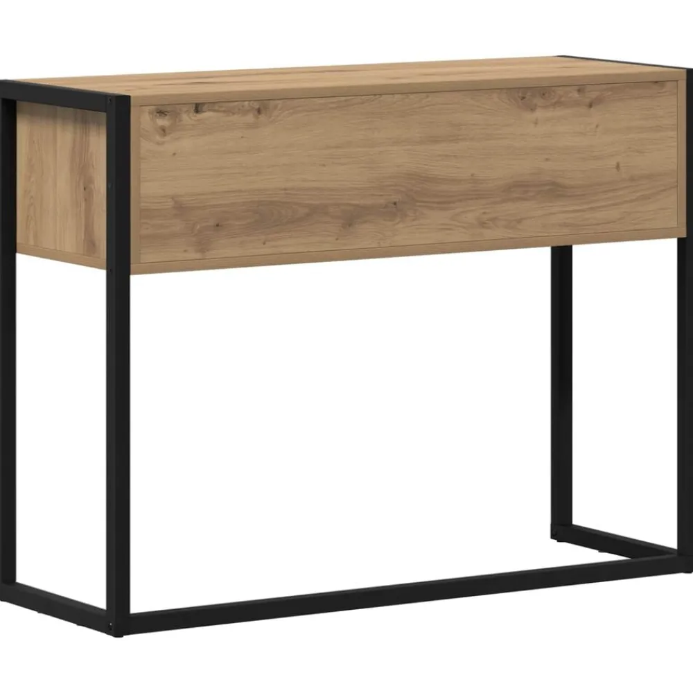 vidaXL Mesas-Mesa Auxiliar con cajón Roble Artesanal 100 x 36 x 75 cm