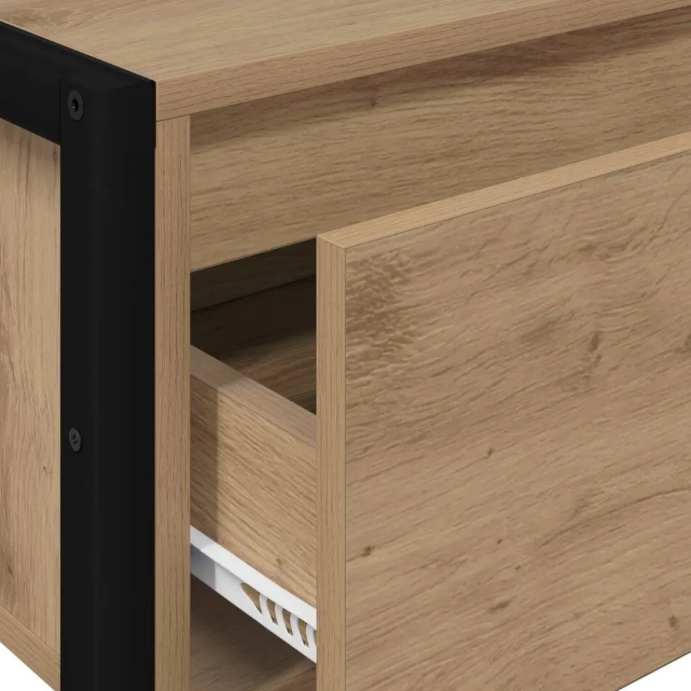 vidaXL Mesas-Mesa Auxiliar con cajón Roble Artesanal 100 x 36 x 75 cm
