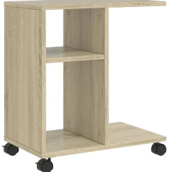 vidaXL Mesa auxiliar con ruedas madera ingeniería Sonoma 50x30x55 cm Roble Sonoma Best
