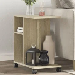 vidaXL Mesa auxiliar con ruedas madera ingeniería Sonoma 50x30x55 cm Roble Sonoma Best