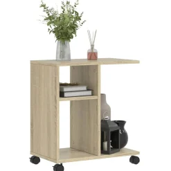 vidaXL Mesa auxiliar con ruedas madera ingeniería Sonoma 50x30x55 cm Roble Sonoma Best