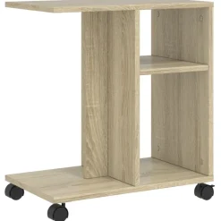 vidaXL Mesa auxiliar con ruedas madera ingeniería Sonoma 50x30x55 cm Roble Sonoma Best