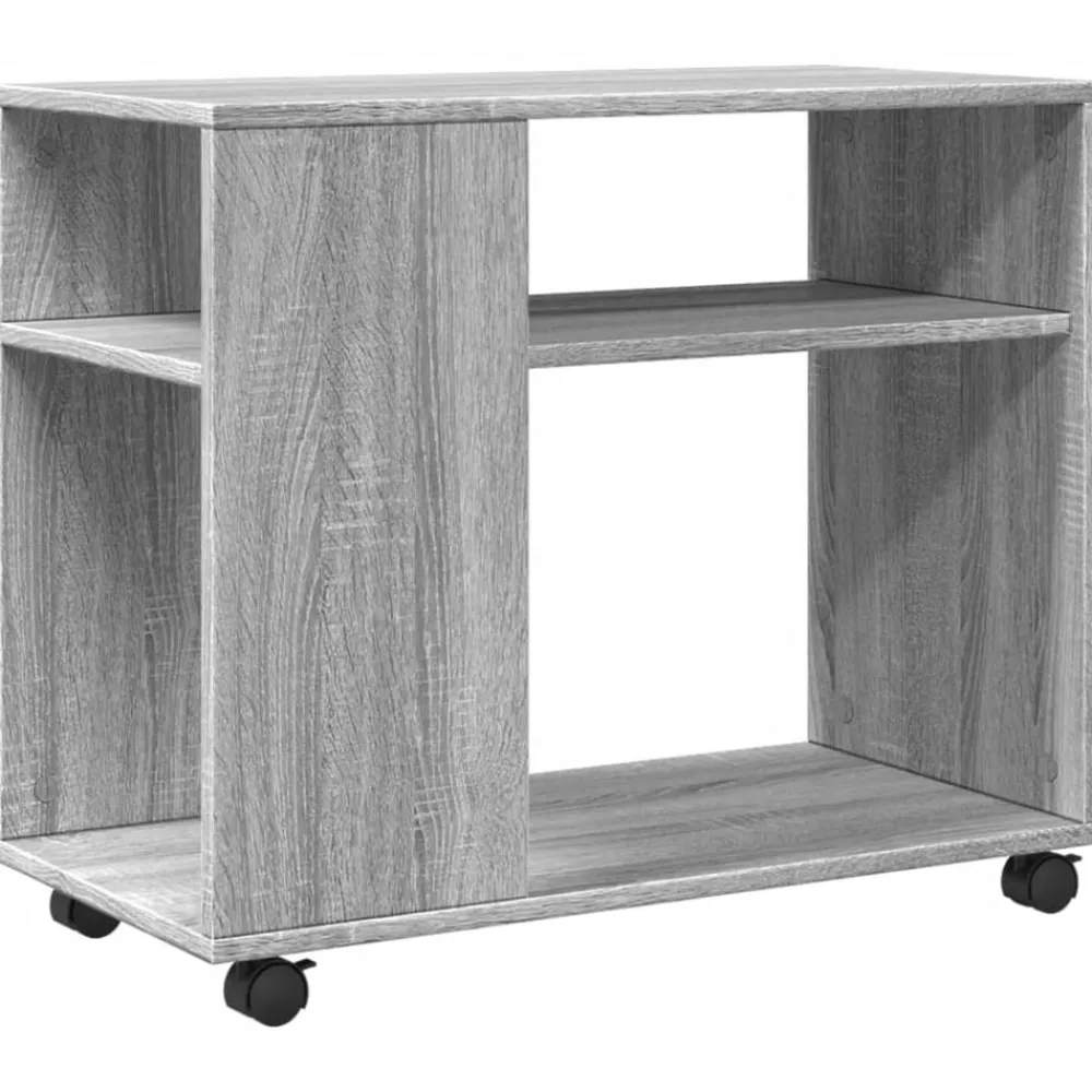 vidaXL Mesas-Mesa auxiliar con ruedas madera 70x35x60 cm