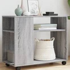vidaXL Mesas-Mesa auxiliar con ruedas madera 70x35x60 cm