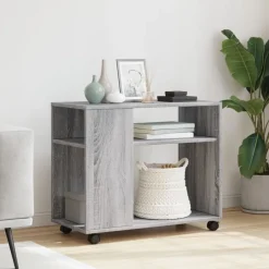 vidaXL Mesas-Mesa auxiliar con ruedas madera 70x35x60 cm