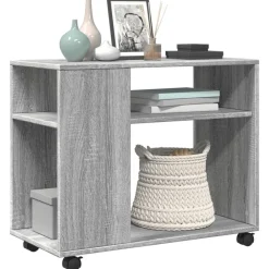 vidaXL Mesas-Mesa auxiliar con ruedas madera 70x35x60 cm