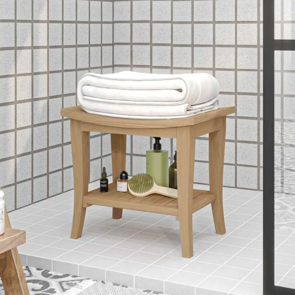 vidaXL Mesa auxiliar de baño madera maciza de teca 50x35x45 cm Outlet