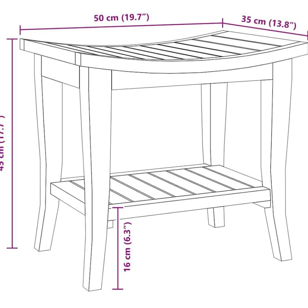 vidaXL Mesa auxiliar de baño madera maciza de teca 50x35x45 cm Outlet