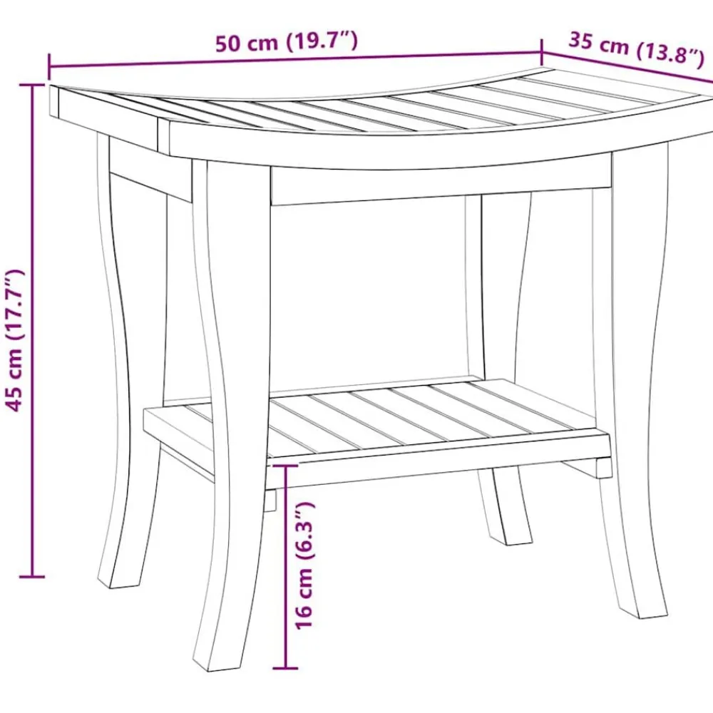 vidaXL Mesa auxiliar de baño madera maciza de teca 50x35x45 cm Outlet