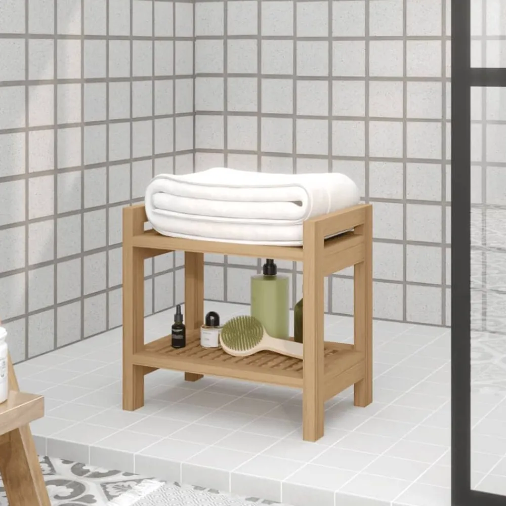 vidaXL Accesorios Para El Baño-Mesa auxiliar de baño madera maciza de teca 45x30x45 cm