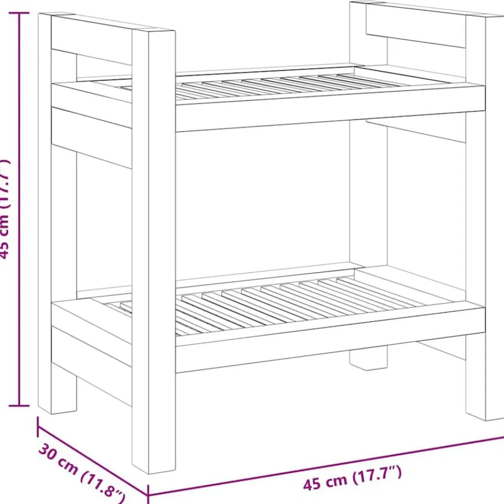 vidaXL Accesorios Para El Baño-Mesa auxiliar de baño madera maciza de teca 45x30x45 cm
