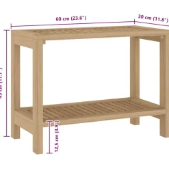 vidaXL Accesorios Para El Baño-Mesa auxiliar de baño madera maciza de teca 60x30x45 cm