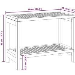 vidaXL Accesorios Para El Baño-Mesa auxiliar de baño madera maciza de teca 60x30x45 cm