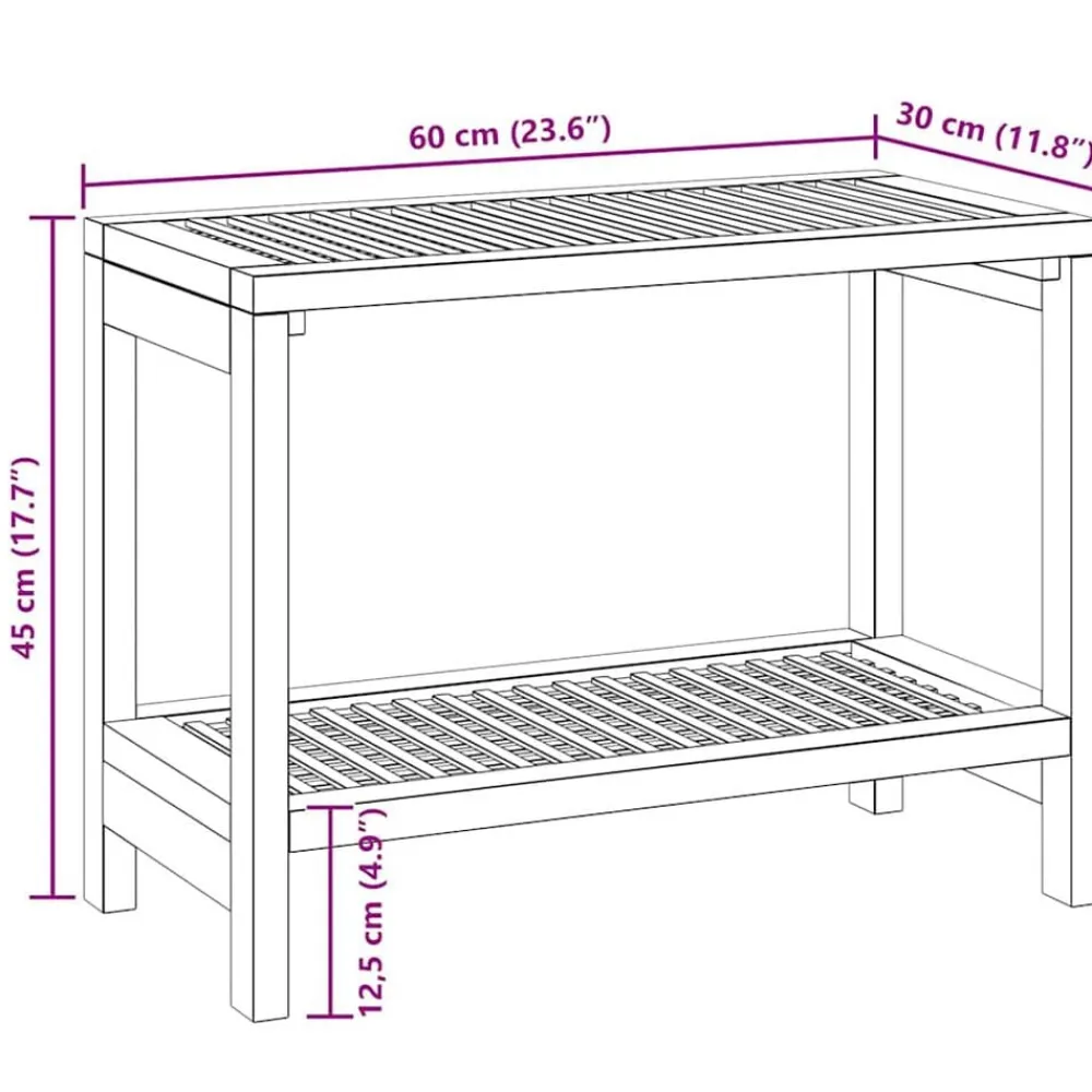 vidaXL Accesorios Para El Baño-Mesa auxiliar de baño madera maciza de teca 60x30x45 cm
