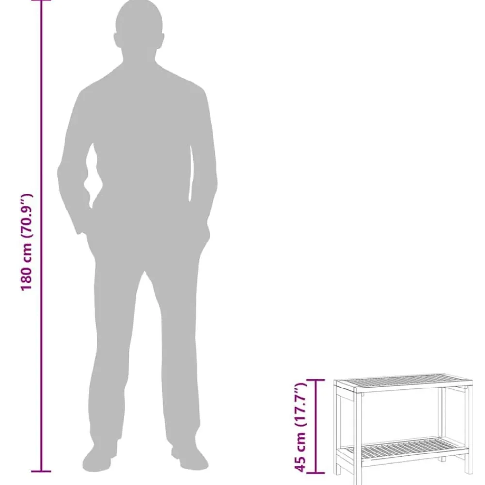 vidaXL Accesorios Para El Baño-Mesa auxiliar de baño madera maciza de teca 60x30x45 cm