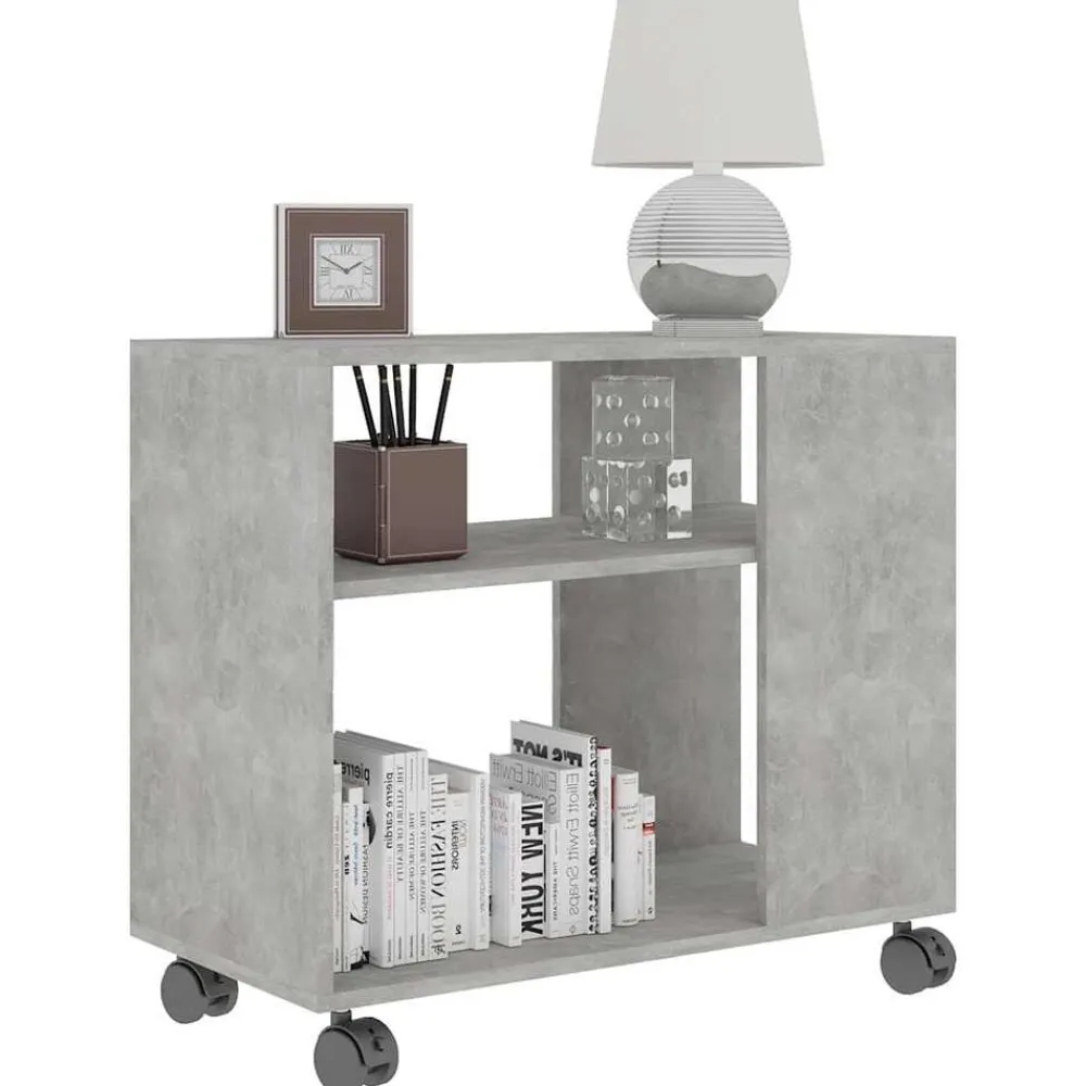 vidaXL Mesas-Mesa auxiliar de madera contrachapada gris hormigón 70x35x55 cm
