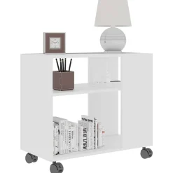 vidaXL Mesa auxiliar de madera contrachapada 70x35x55 cm Blanco Online