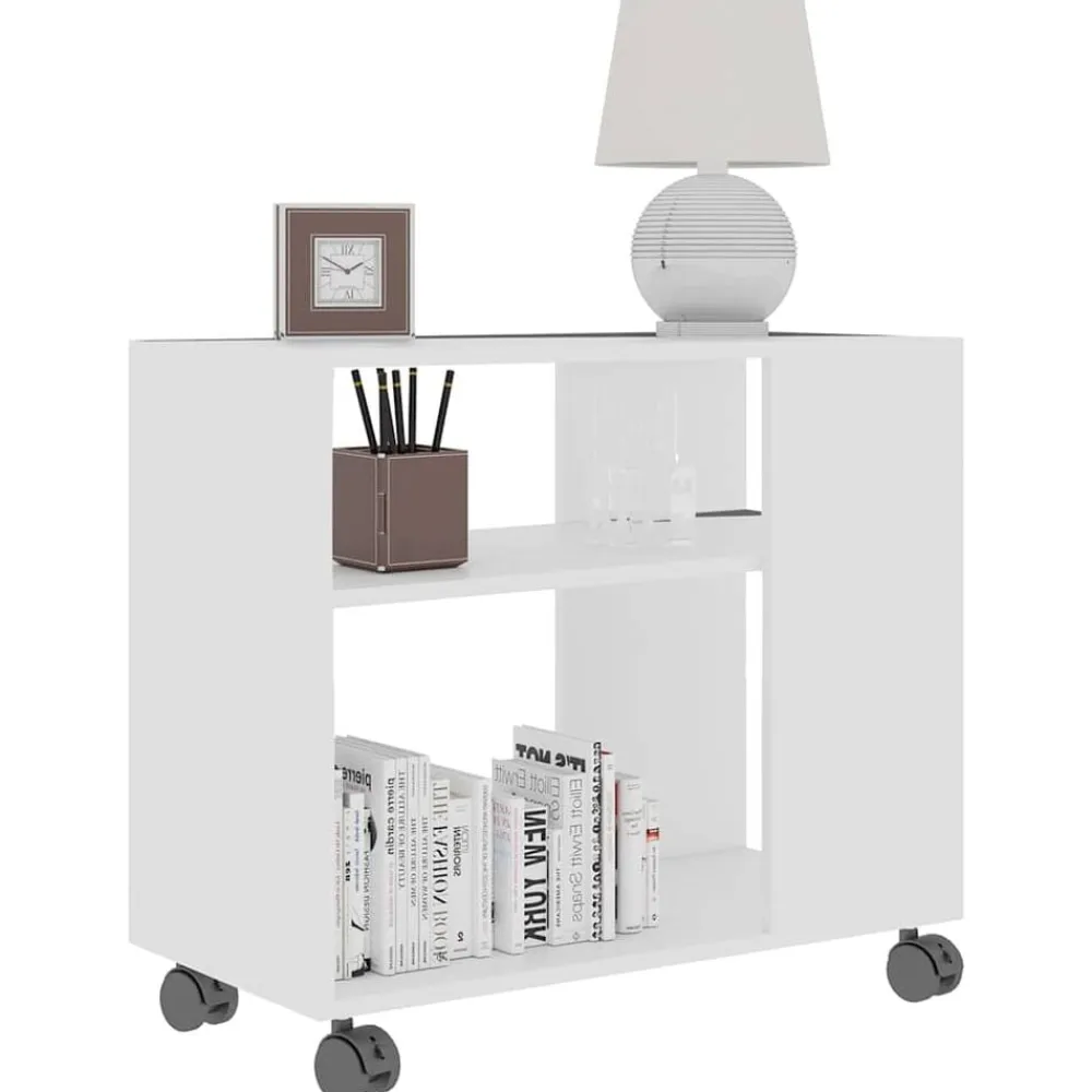 vidaXL Mesa auxiliar de madera contrachapada 70x35x55 cm Blanco Online