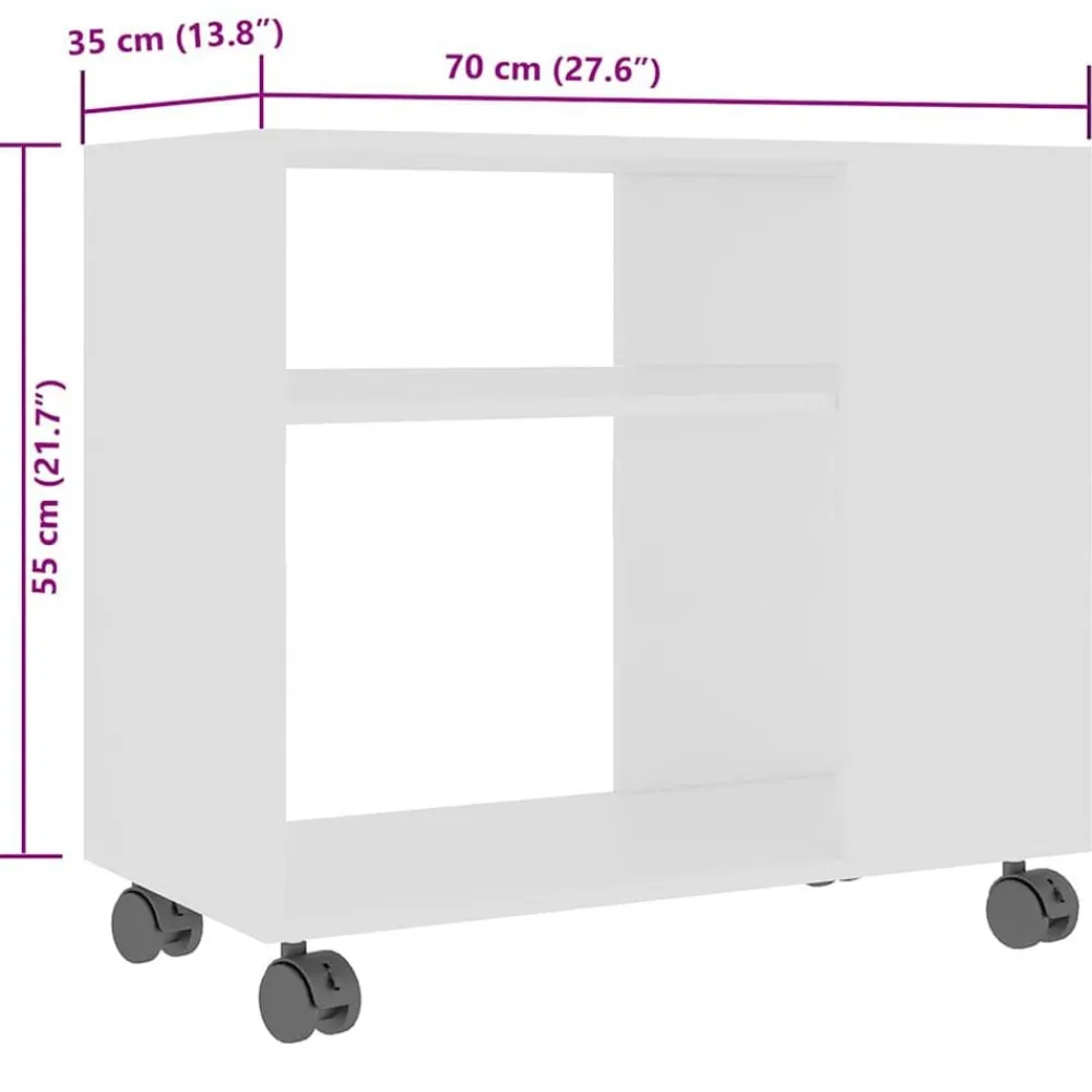 vidaXL Mesa auxiliar de madera contrachapada 70x35x55 cm Blanco Online