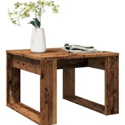 vidaXL Mesa auxiliar de madera de ingeniería envejecida 50x50x35 cm Madera antigua