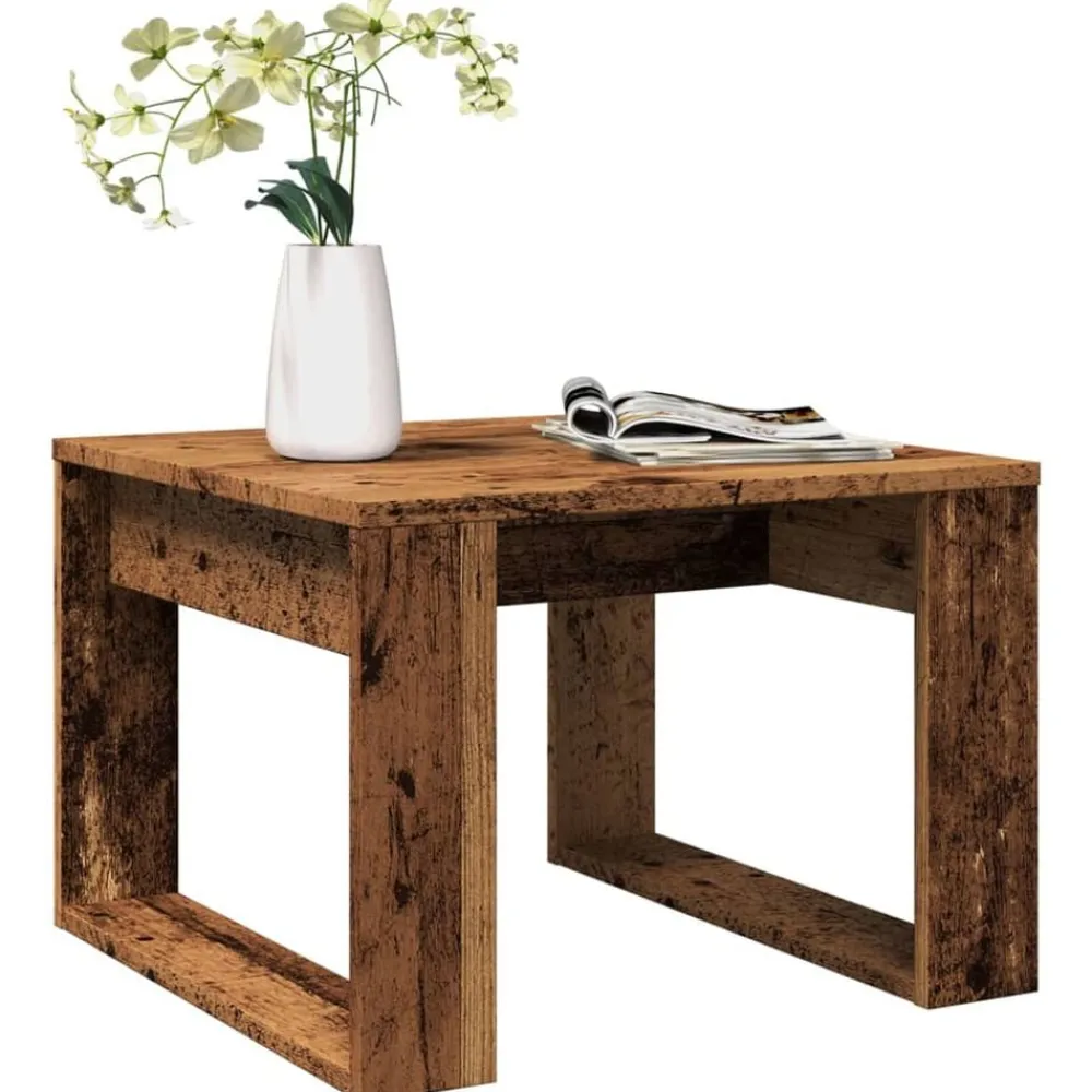 vidaXL Mesa auxiliar de madera de ingeniería envejecida 50x50x35 cm Madera antigua