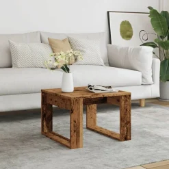 vidaXL Mesa auxiliar de madera de ingeniería envejecida 50x50x35 cm Madera antigua