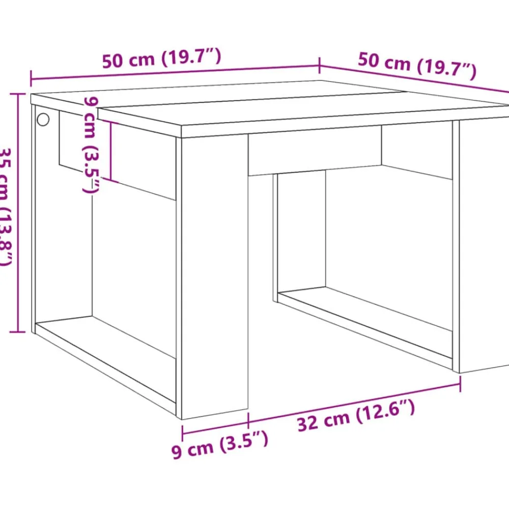 vidaXL Mesa auxiliar de madera de ingeniería envejecida 50x50x35 cm Madera antigua