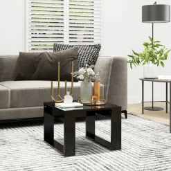 vidaXL Mesa auxiliar de madera contrachapada 50x50x35 cm Negro Hot