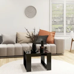 vidaXL Mesa auxiliar de madera contrachapada 50x50x35 cm Negro Hot