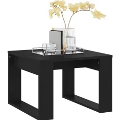 vidaXL Mesa auxiliar de madera contrachapada 50x50x35 cm Negro Hot