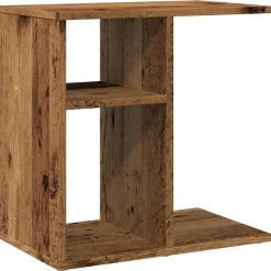 vidaXL Mesa auxiliar de madera contrachapada envejecida 50x30x50 cm Madera antigua Sale