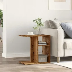vidaXL Mesa auxiliar de madera contrachapada envejecida 50x30x50 cm Madera antigua Sale