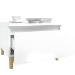 vidaXL Mesa auxiliar de madera contrachapada blanco brillo 50x46x35 cm Blanco brillante Sale