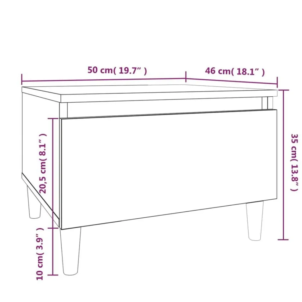 vidaXL Mesa auxiliar de madera contrachapada blanco brillo 50x46x35 cm Blanco brillante Sale