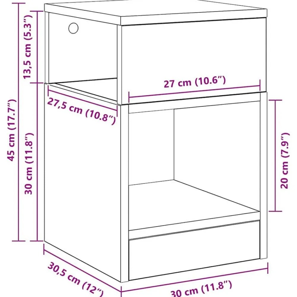 vidaXL Mesas-Mesa Auxiliar Gris Concreto 30,5 x 30 x 45 cm