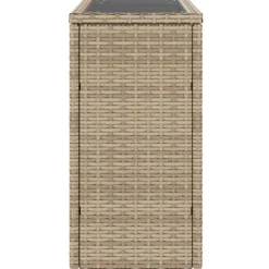 vidaXL Mesa auxiliar jardín tapa vidrio ratán PE 58x27,5x55 cm Beige Hot