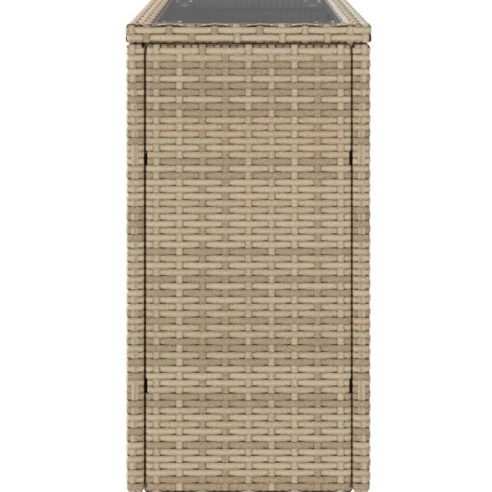 vidaXL Mesa auxiliar jardín tapa vidrio ratán PE 58x27,5x55 cm Beige Hot