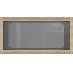 vidaXL Mesa auxiliar jardín tapa vidrio ratán PE 58x27,5x55 cm Beige Hot