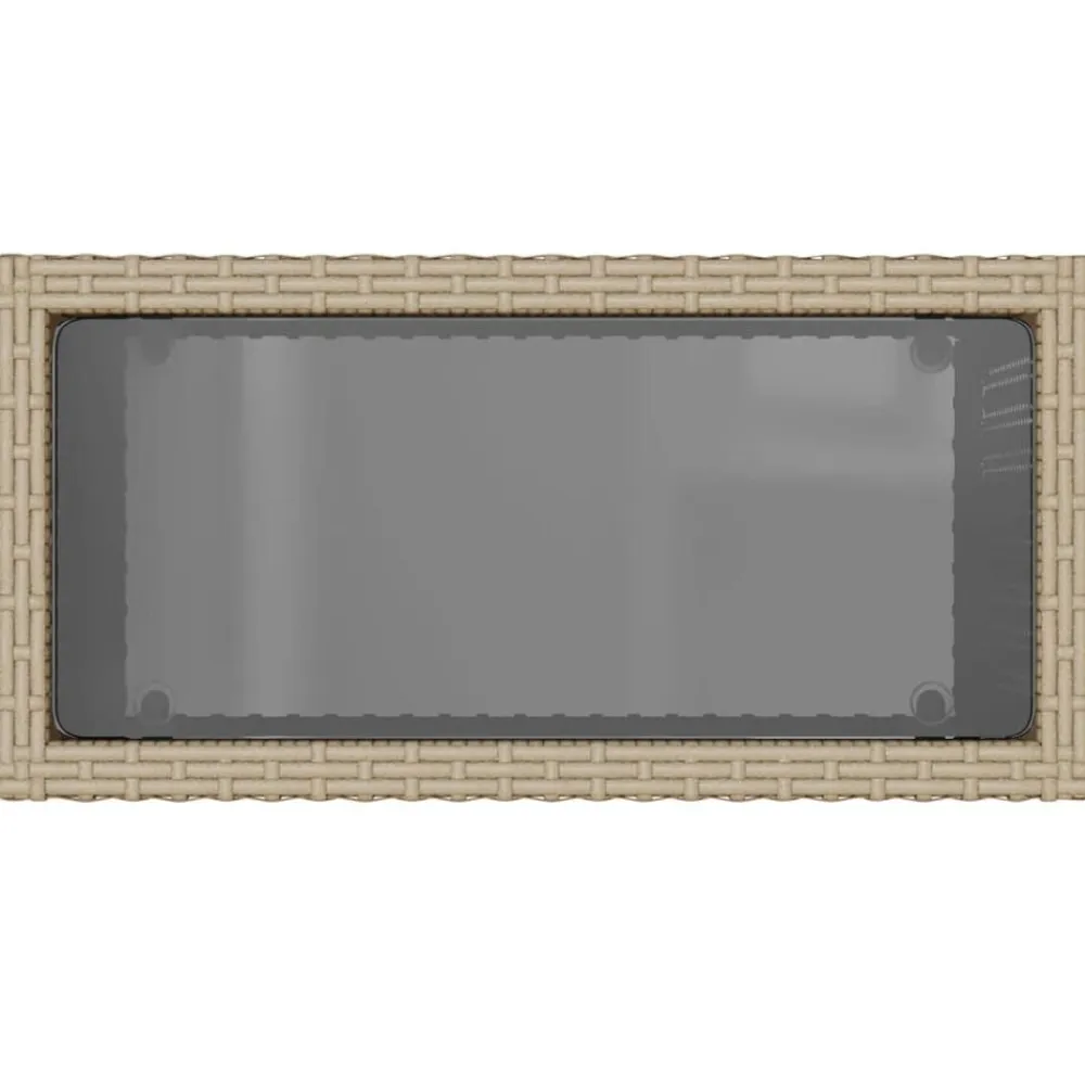 vidaXL Mesa auxiliar jardín tapa vidrio ratán PE 58x27,5x55 cm Beige Hot