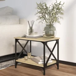vidaXL Mesa auxiliar madera contrachapada 55x38x45 cm Roble Sonoma Clearance