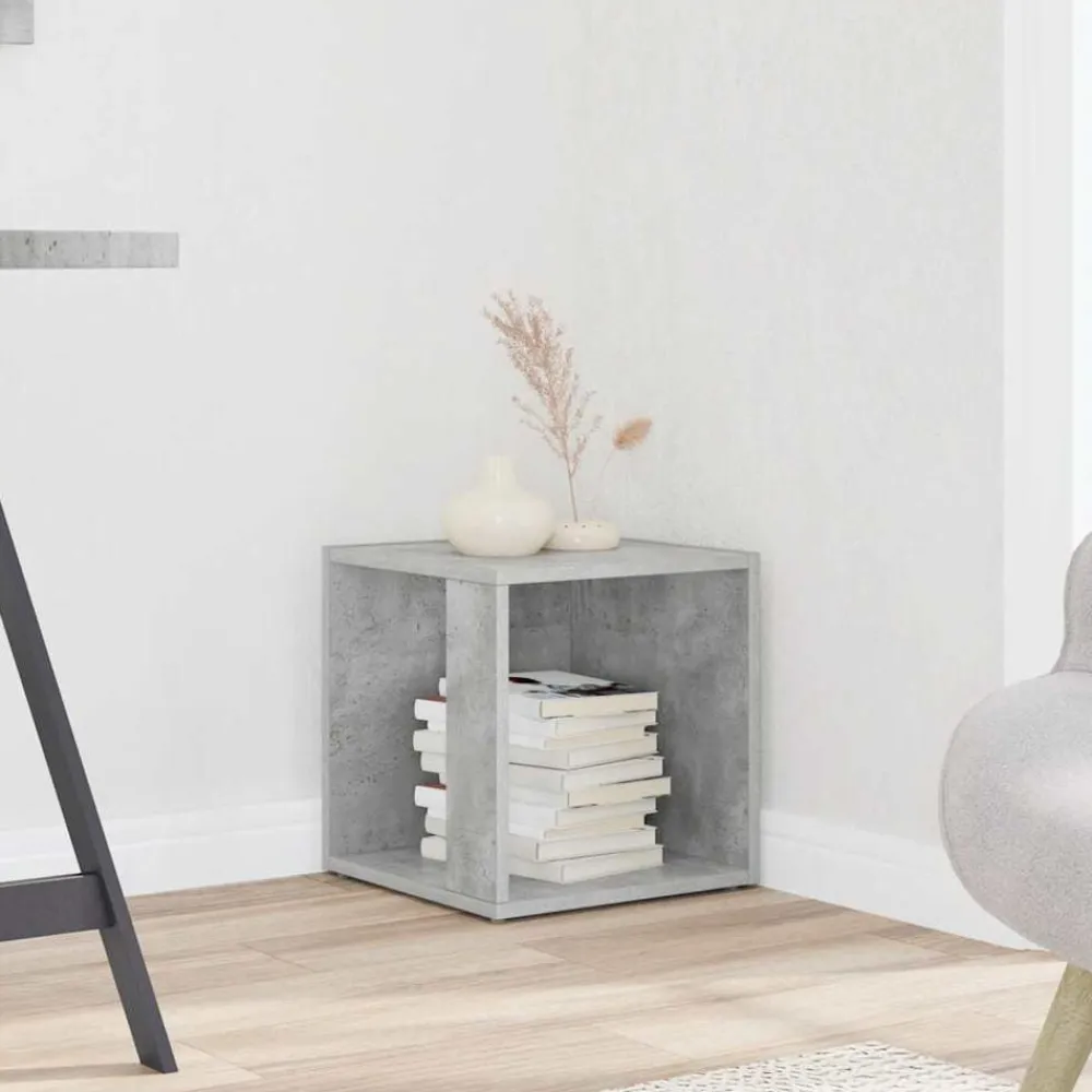 vidaXL Armarios Y Almacenamiento-Mesa auxiliar madera contrachapada gris hormigón 33x33x34,5 cm