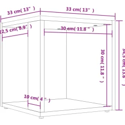 vidaXL Armarios Y Almacenamiento-Mesa auxiliar madera contrachapada gris hormigón 33x33x34,5 cm