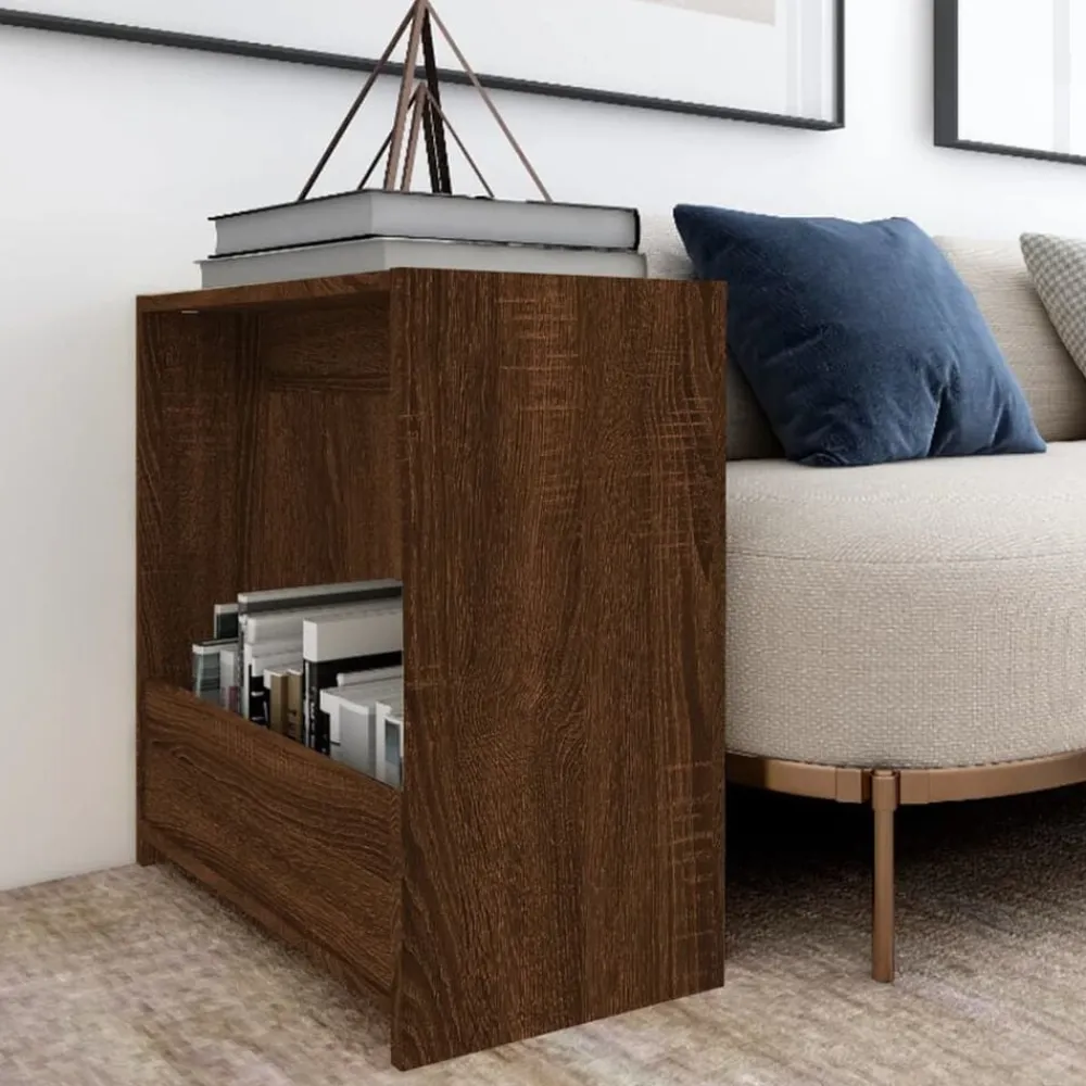 vidaXL Mesas-Mesa auxiliar madera contrachapada roble marrón 50x26x50 cm