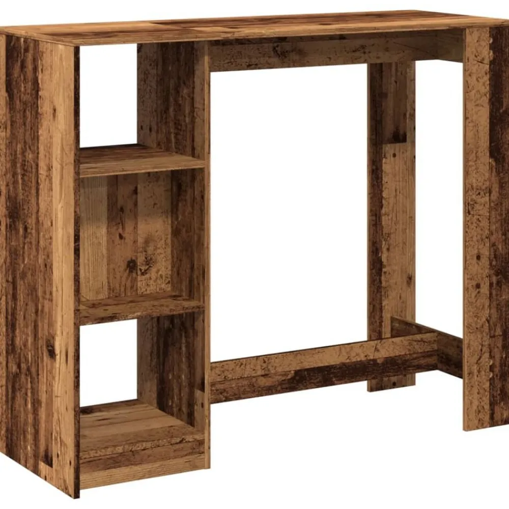 vidaXL Mesa bar con estante madera envejecida 124x46x103,5 cm Madera antigua Best