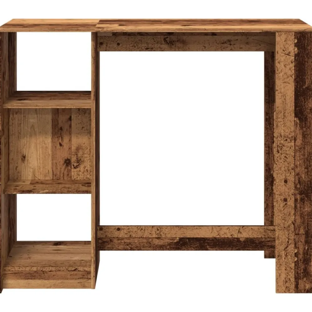 vidaXL Mesa bar con estante madera envejecida 124x46x103,5 cm Madera antigua Best