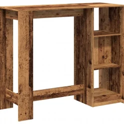 vidaXL Mesa bar con estante madera envejecida 124x46x103,5 cm Madera antigua Best