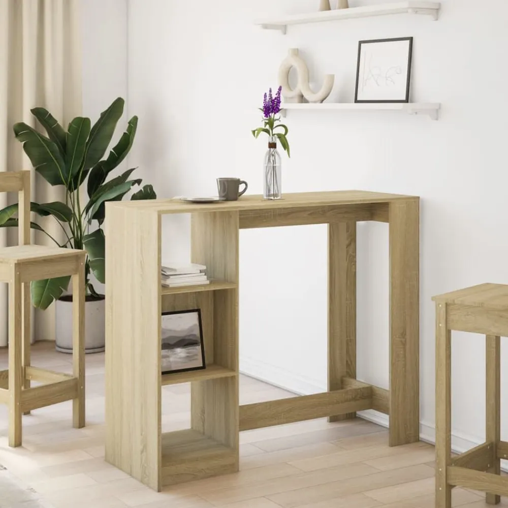 vidaXL Mesa bar con estante madera 124x46x103,5 cm Roble Sonoma Sale