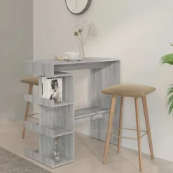 vidaXL Mesa bar estante almacenaje 100x50x101,5 cm Gris sonoma Outlet